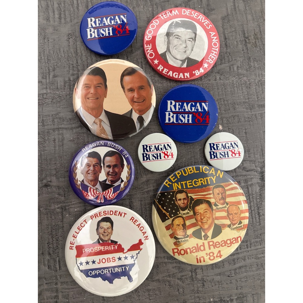 Vintage Reagan Bush 84 Campaign Button Pinback Lot Republican 1984 #1‎